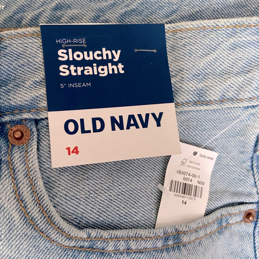 Old Navy High-Rise Slouchy Straight Denim Shorts - Size 14 5” Inseam - Picture 3 of 3